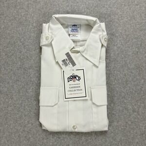 DSCP Garrison Collection Military Dress Shirt Mens 16R-C White Epaulets Uniform